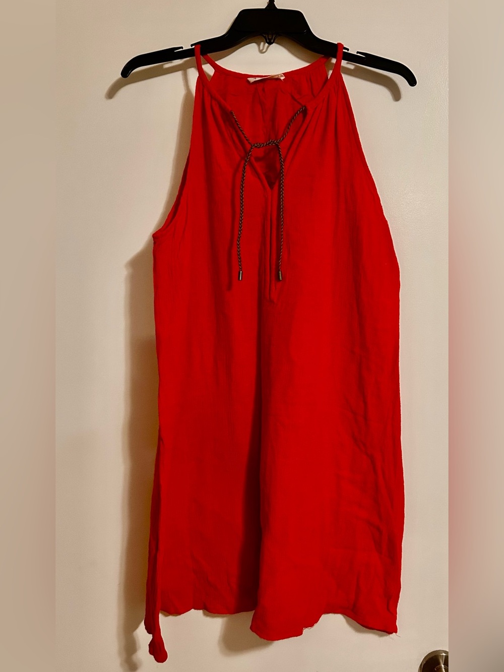 Mango Red Tie-Neck Midi Dress